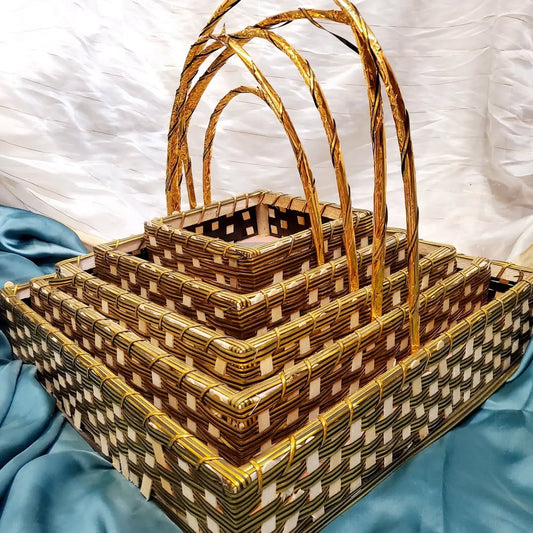 Elegant Golden & Silver Gift Basket Set - Available in 5 Sizes