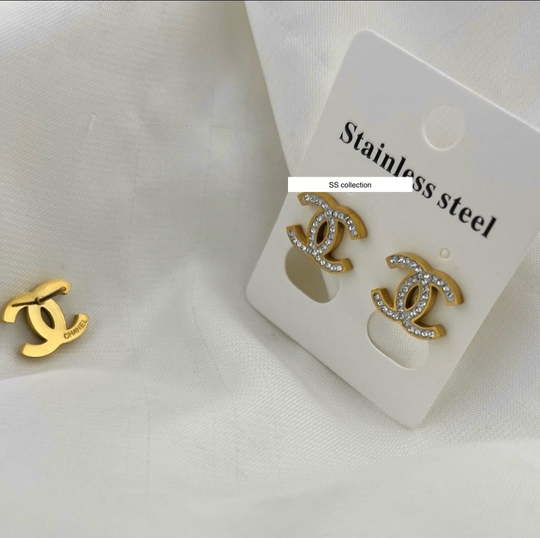 chanel stones studs with stamp