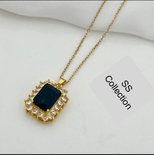 Cubical Black Zircon Pendant