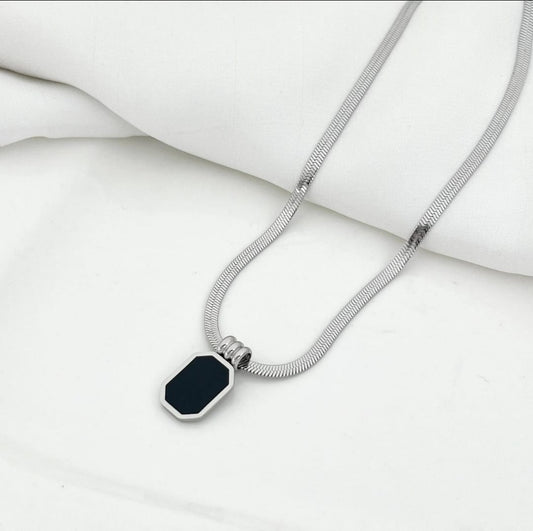 Snake Chain Octagonal Black Onyx Silver